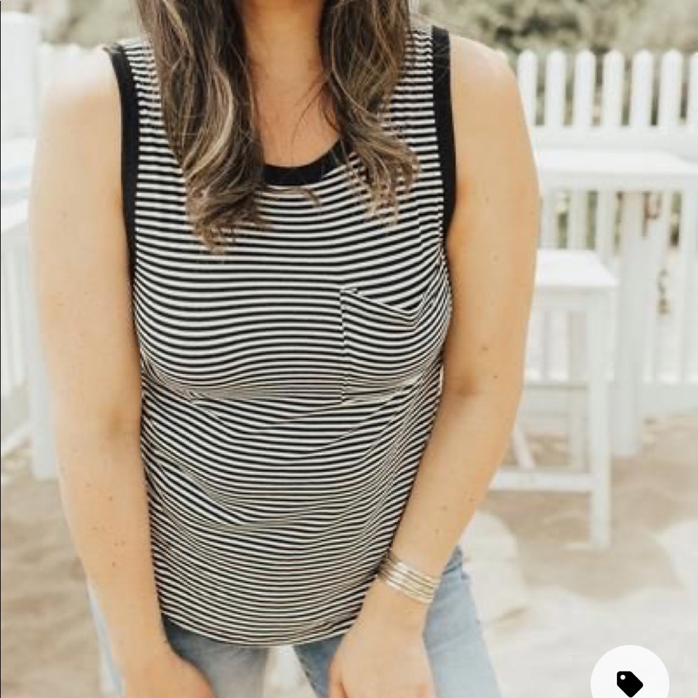CJLA Finley Striped Black and White Tank